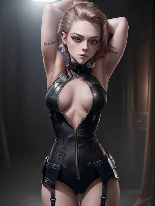 realistic 8k HD photograph, (((Natlie Dormer)))((((Kristen Stewart)))),(((as Black Widow))),((smirking))(((undressing))),((very sexy pose)),(((perky breasts))),(((very slender athletic body))),(((very short pixie cut hair)))((undercut)), five slender fingers, beautiful face, beautiful lips,detailed large eyes,curved eyebrows,cgsociety,cinematic lighting,studio lighting,professional,editorial