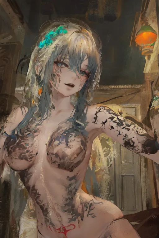 super scary sexy naked halloween emo babe covered in tattoos
replicate photo but with nudity