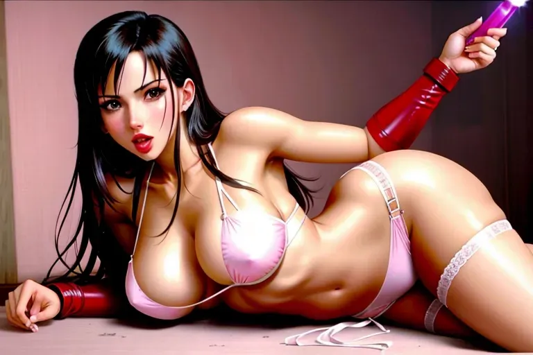 tifa lockhart as a horny angel slut, fucking herself, ahegao squirting, scarlett johanson
