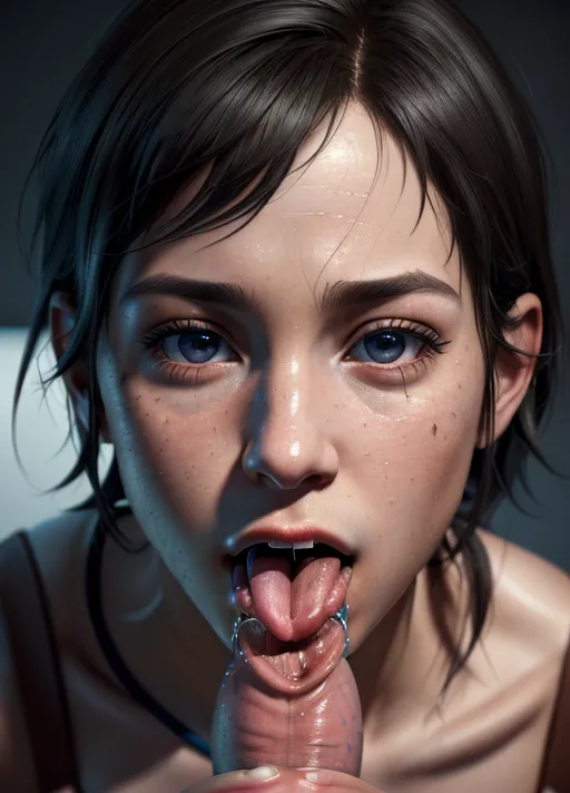 One high resolution close up photography of Alex Luciano, from diet cig band, nose flip, sucking a male penis, (no hands), detailed face, realistic tongue, cum on face, natural hair, natural skin, realistic mans penis, realistic genitals, innie vagina, cinematic composition, UHD, HDR, highest quality, highest resolution, (photorealist:1.2), (photorealism:1.2), (masterpiece:1.4), unreal engine,