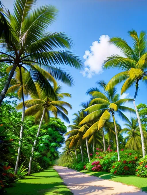 tropical landscape painted in impressionist style