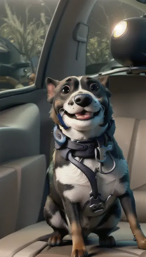 Nervous, silly, submarine, scuba, dog, oh no, mouth closed, pursed lips, black dog