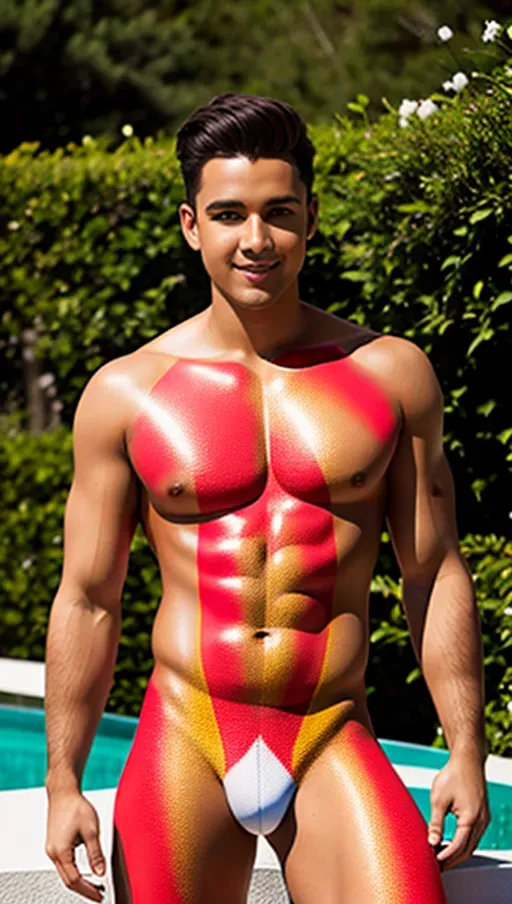 male with bodypainting full person