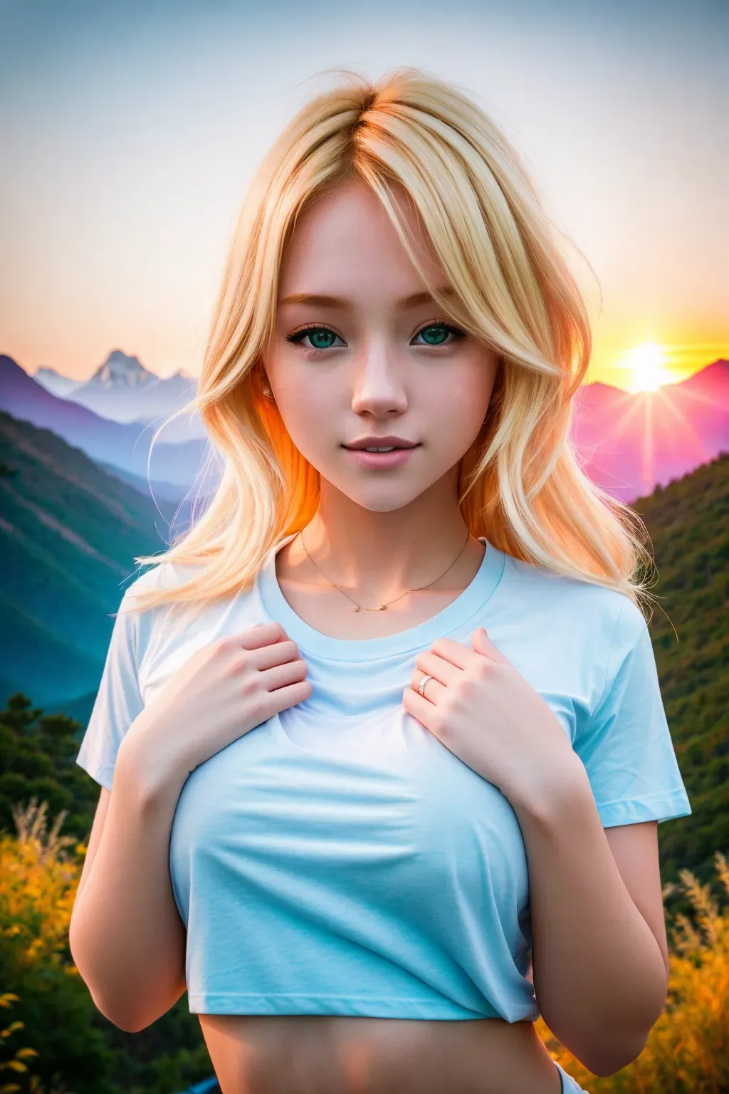 Dopamine Girl - 8k, digital photo of, blonde hair, girl, beautiful