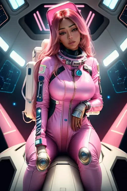 A 8k resolution photo shot of, Nicole Scherzinger,sitting in passenger seat of spaceship, in fetal position,((wearing a pink
Damaged spacesuit)),((concealing two breast behind her legs)),((perfect vagina placement)),((detailed hair features)),((detailed facial features)),((detailed body features)),((detailed arms features)),(textured skin),((beautiful lips)),((highly detailed)),((8k resolution photo shot)),((detailed spaceship background)),((eyes looking down past the frame)),no blur,