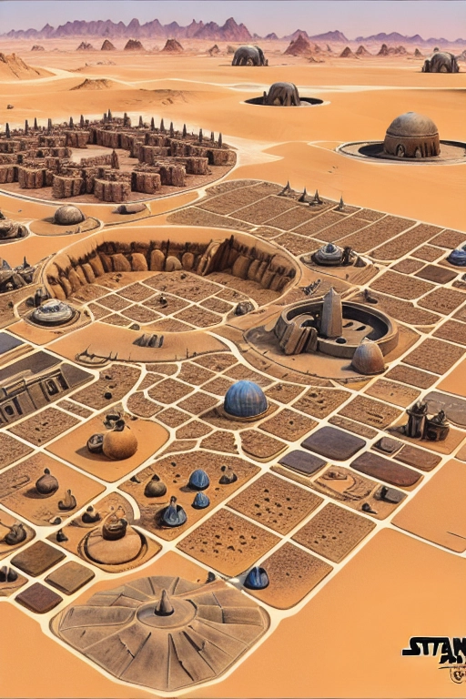 A map of a small tatooine town.