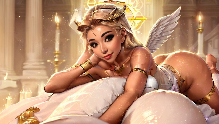 a 64k high detailed photo of hot Female Goddess, ((In lingerie)), HDR, Professional, Highly Detailed, ((in Nightgown)), Godly, Ultra Detailed, Best Quality, Most Detailed, ((Angel Wings)), Angelic Lighting, Angelic Tattoos, Love, Hope, Magic casting, Smiling, happy, Glory, Warrior, Angels, Angelics, Positivity, Happiness, ecstasy, enraptured, sweaty, saving, God, Royalty, Morality, Goodness, True Good, Power, Force, Authority, Ethical, Saviour, Halo, Always and Forever Sentimental, in heat, hot, ultra hot, best, best lighting, tantric, Neutral, Brilliant, Logical, Compassionate, Perfect, Perfection, Exciting, Integrity, Winged, Courage, Purity, Harmony, Beauty mark, ((Female)), Ethereal Lighting, ((With God Item)), ((God Tech)), (God Technology), with items of power, God Wings, (Afterlife Light), ((Perfect Body)), ((Perfect Anatomy)), (Love Worship), (God Light), ((God Staff))), ((God Weapon)), (Spirituality), (Smiling), ((Happy expression)), ((((Has Clothing On))), ((Has accessories)), ((Perfect Ass)), ((Perfect Ass Dimensions)), ((Perfect Butt)), ((Perfect Tits)), ((Perfect Tit dimensions)), ((Perfect Body)), ((Perfect Female Body)), Intimacy, saint, ((priestess)), religion, Sex Religion Tones, Intimacy Religion, Ultra Detailed, Best Quality, Most Detailed, (Angel Wings), Family, Titan, Primordial, Protogenoi, Happiness, Happy, True Happiness, The Light themes, Heavenly Themes, The Rise, clean, Sexiest, Prettiest, Most, Beautiful, Angelic, Speech, ecstasy impression, (Female Angels), ((Multiple female angels))<lora:female_pov:0.6> (((Purity)))
