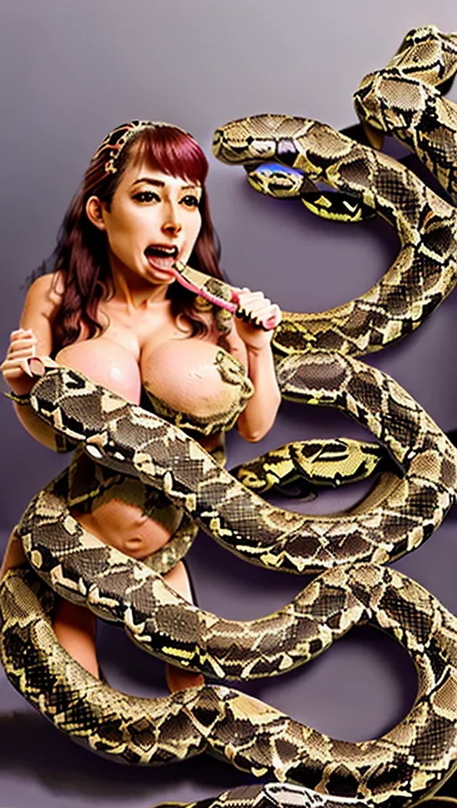 ,Sexy woman, gigantic boobs, (( vore weight gain)), pregnant, ((((((((snake eat women vore)))))))),