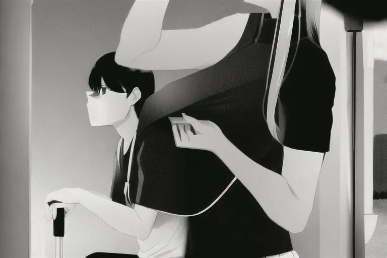 a highly detailed photo of, Komi shouko from komi cant communicate Standing beside bus stop, old man that has a boner that is 20 inches long and 6 inches of width