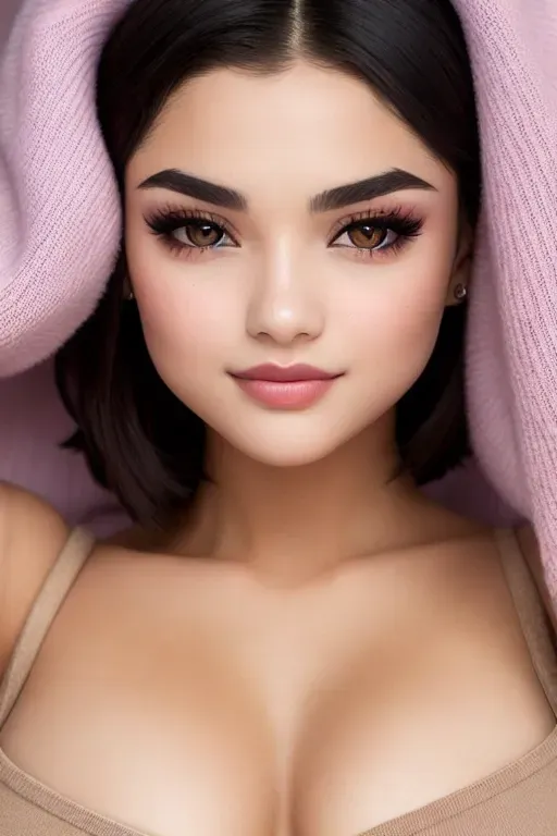 Create a real-life photo of a teenage girl that showcases her exquisite and ethereal beauty, The photo should showcase full-body shot of her with slutty appearance wearing a sexy sweater outfit, The use of Lens Glow should add depth to the image with the the balanced and symmetrical focus on her armpit, her hauntingly beautiful Flawless skin tone should Perfectly lit with natural light, Expertly styled dark hair and makeup, Captivating and confident pose, Her hyper-detailed face should have striking and captivating features including high detailed eyes, beautiful lips, curved eyebrows, curved eyelids, slender nose, and soulful gaze with mesmerizing brown eyes, and her captivating gaze should be looking down at the viewer while Her enigmatic smile should showcase perfectly sculpted full lips, Her dark short hair should be styled in an updo that showcases her beautiful nape, with a perfectly sculpted lips and chiseled features that complement her cute and poppy demeanor with Intricate details and Perfectly proportioned natural make-up, police style