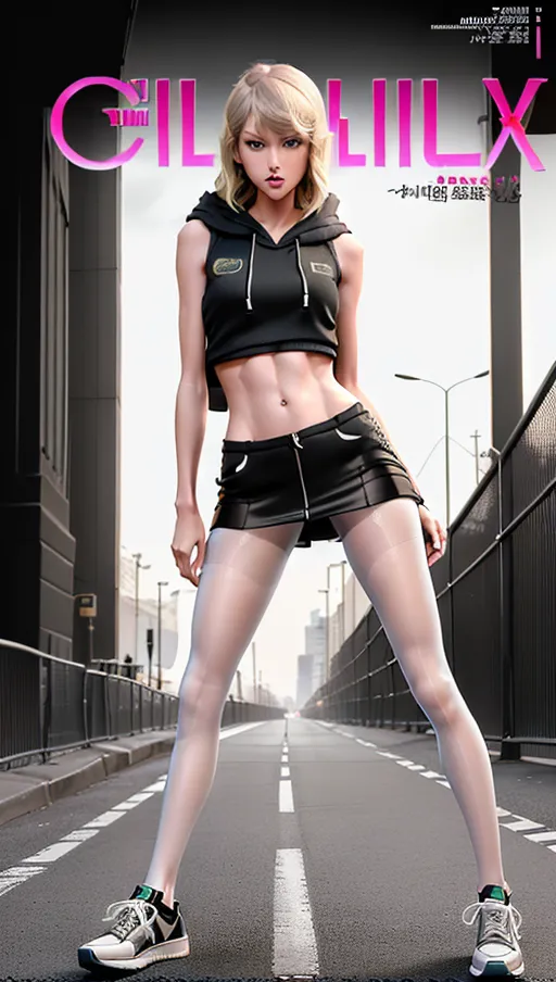 ((full-length realistic photograph from below)) Insanely detailed and intricate
((((front view)))) digital photo of
leggy, anorexic, ((very skinny)) ((flat-chested))((long slender legs))blonde hair with bangs ((year 2014)) (((extremely detailed face
taylor swift))) looking into camera
(((wearing midriff sleeveless hoody and transparent pantyhose and sneakers)))(pantsu)
(squating
facing down camera)
(((bottomless)))
on the streetsa digital photo of, anorexic skinny taylor swift,long skinny legs,full body with legs pose,(((shoe magazine cover))),five fingers per hand,medium hair,charming face,beautiful lips,black eyes,curved eyebrows,curved eyelid,textured skin,joyful,unreal engine,editorial,cinematic lighting,8k,professional