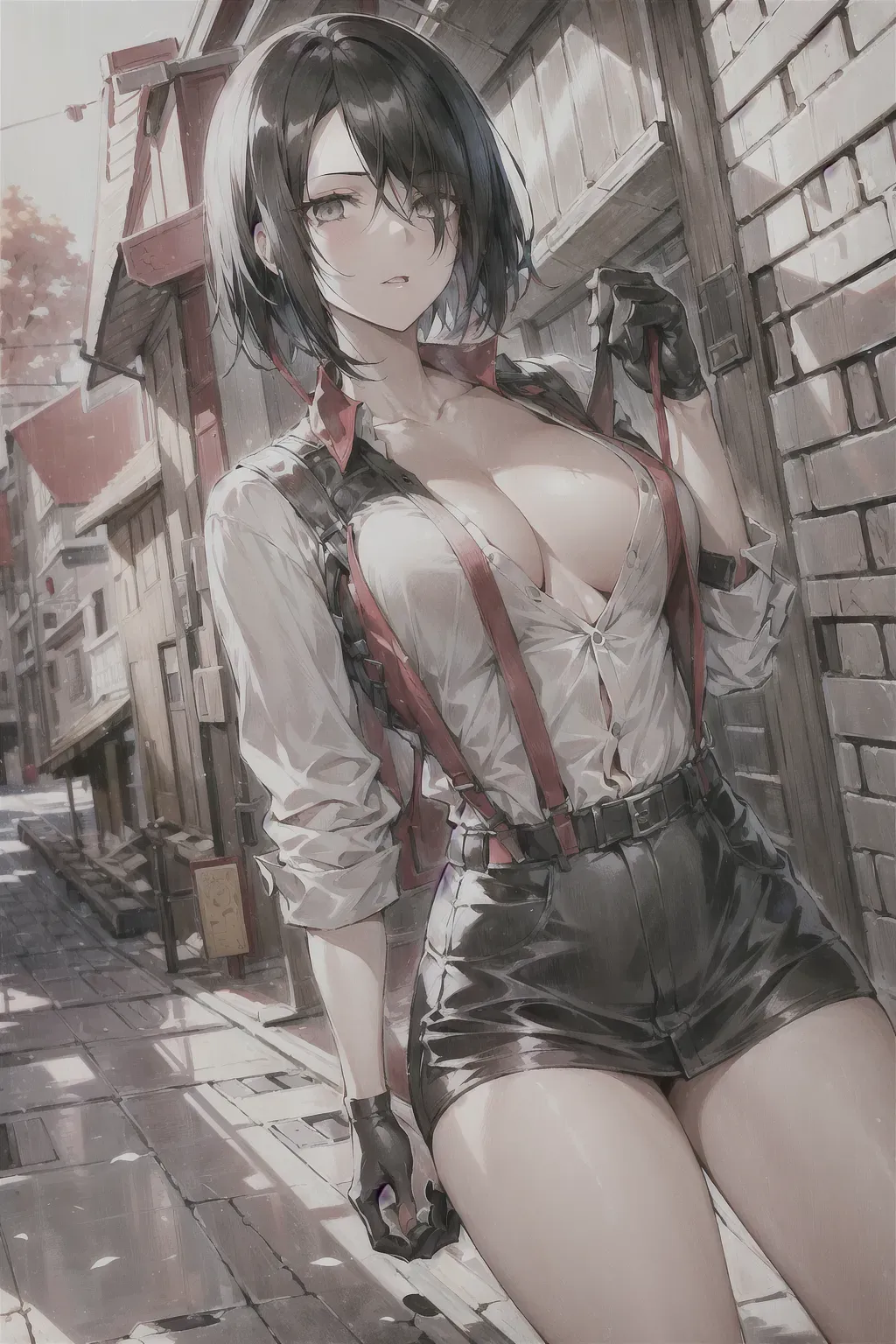 mikasa ackerman, 1girl, black hair, grey eyes, global lighting,((masterpiece)), 8k wallpaper, high quality