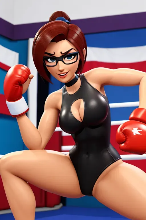 Alya from miraculous, boxing clothe, arched back position, 20 years old