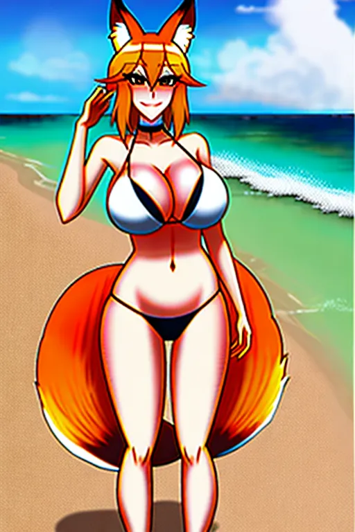 senko-san, senko san, fox girl, fox tail, fox ears, beach, standing