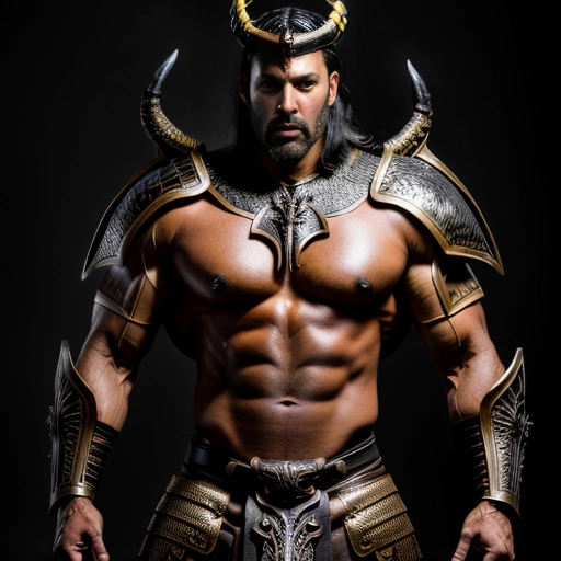 A professional 8k photograph of a very tall and muscular male warrior with dark tanned skin and short black hair standing in front of his huge black dragon
Warrior is wearing black leather dragon themed armor
Dragon has multiple horns
<lora:ancient_egypt_clothes:1>
<lora:dpmg_add_detail:1>
