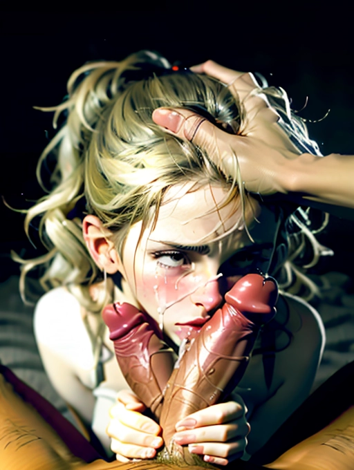 (photo realistic:1.37), (modern artwork), 1female and 1male, (female, sexy, skinny, short, lanky, messy hair with a curve)), button nose, ((broad face)), (((scared expression))), (((crying hard))), small wrinkles at the corner of her eyes, Chubby cheeks, shiny lips, Marly, pale skin, big eyes, dingy bedroom setting, nighttime, (dark lighting, blue lighting), (nude), (she is lying on her back on a dirty bed, fucked missionary by a man, POV, huge realistic penis stretching her pussy), (pussy fluid squirting all over the mans chest, creampie, cum in pussy, rivers of cum) ,(explosion of cum out of pussy), ((( men cumming on her))), <lora:headpat:1>, <lora:dpmg_licking:1>,
<lora:bukkake:1>, <lora:headpat:1>,
(best quality), <lora:dpmg_add_detail:0.5>, beautiful,(high resolution), (((masterpiece))), (uhd), (8k),
((Emma Watson)),
<lora:4AVLR4y3byB_shirt_lift_phrv2:0.1>,
<lora:dpmg_threesome_v1:0.3>,
<lora:better_cooks:0.02>,
<lora:4AVLR4y3byB_looking_at_v_phrV2:2>,
<lora:4AVLR4y3byB_zoomsl_phrealism2:-1>,
<lora:4AVLR4y3byB_hair_length_sl_phr2:0.9>
((accurate cock)), (((really accurate penis head))), long cock, big cock,
