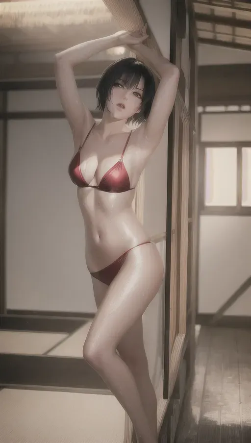 1girl, full body, detailed face::5, beautiful::5, attractive::5, sexy::5, flawless::5, shapely::5, sensual, dirty::5, fatal, lethal, deadly, hurt::5, bruised::5, feudal japan::5, japanese , seductive, surprised, startled, stunned, attacked, ambushed, assaulted, frightened, terrified, alarmed, scared, spooked, panicked, fearful, terrorised, moody lighting::5, night::5, short hair, dark hair, black hair, parted hair, almond shaped eyes, eyes open::5, eyes wide::5, eyes wide open::5, thin lips, solo , masterpiece, ultra high res, professional, photo referenced::5, 23 years old, young adult::5, slim, pale skin, kimono, dark red kimono, saliva, saliva dripping, summer, thin clothing, sweat, sweaty skin, shiny skin, purple eyeliner, small breasts::5, pain::5, head tilt, mouth open, mouth agape, parted lips, bending, bent, 1 character, long sleeves::5, loose top, bags under eyes, feet, foot, dorsal, bare feet, barefoot,