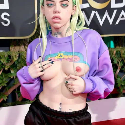 Billie Eilish pulling her shirt off