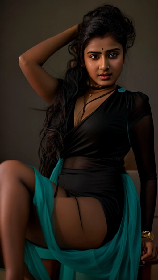 an 18 years old indian young girl with a horny seductive look on her face wearing a loose black short dress with short sleeves having perfect round boobs in her bedroom showing her ((cleavage)) to camera,
(((realistic face))), ultra realistic face, super realistic face, hyper realistic face,
<lora:dpmg_fingering:1>