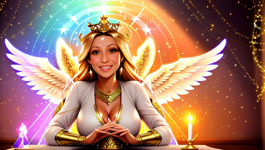 a 64k high detailed photo of body shot of straight Female HDR Professional ((In greek clothing))) ((Has Attire)) Godly Ultra Detailed Best Quality Most Detailed ((Angel Wings)) Angelic Lighting Love Hope Magic casting Crown Smiling Queen happy Glory Warrior Angels Angelics Positivity Happiness ecstasy enraptured sweaty saving God Royalty Morality Goodness True Good Power Force Authority Ethical Saviour Halo short Hair Always and Forever Sentimental in heat hot ultra hot best best lighting tantric Neutral Brilliant Logical Compassionate Perfect Perfection Exciting Integrity Winged Courage Purity Harmony Beauty mark on upper lip ((Female)) Ethereal Lighting Celestial Lighting (((With Clothes))) ((With God Item)) ((God Tech)) with items of power God Wings ((Afterlife Light)) (Perfect Tits) (Perfect Ass) (Love Worship) ((Happy Expression)) ((smiling))