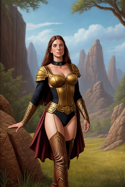 a young lady with a slave collar, heroic fantasy setting, rendered as a painting in the style of Larry Elmore
