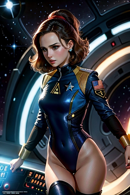 Young Natalie Portman, Star Trek Deep Space Nine Station, ((Leotard Star Trek Discovery Uniform))