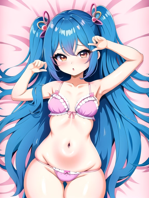 (chibi), HD, (chibi art style), sexy kawaii harajuku woman, (perfect curves), (wide curves), (exaggerated hip size), (sexy anime eyes), (femininity), wide set hips, wider rounder hips, round thighs, (lower body heavy), wearing femme lingerie, full body visible, blue pink yellow purple,