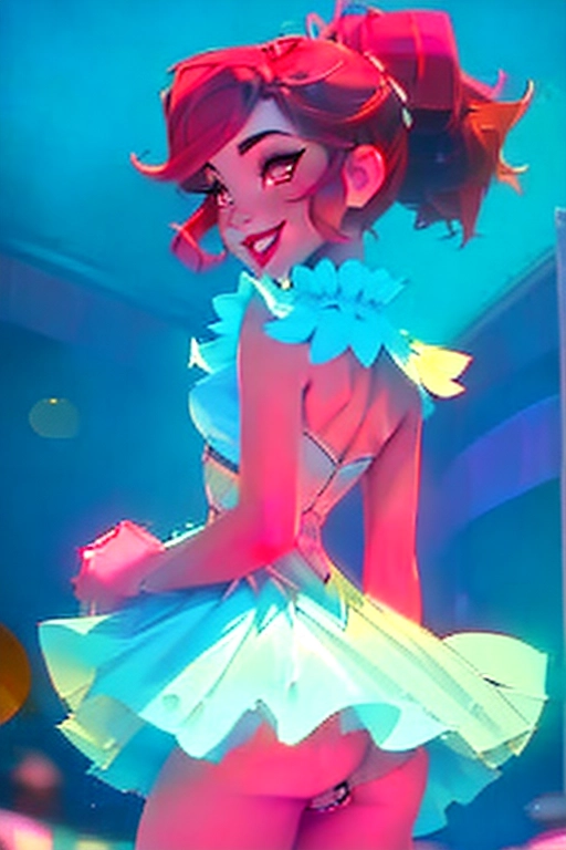 a professional photograph of, a lithe gorgeous thin redhead skinny goddess, naked, sexually aroused, sexually excited,((looking over her shoulder at the camera lens)), on a dance stage, wearing only a short stiff crinoline tutu , ((lifting edge of tutu)(((<lora:dpmg_fingering:1.4>)))((showing pussy)), ((nice ass)), (((showing vulva))),five fingers per hand, elegant updo hairstyle ,beautiful face, full makeup, ((sexually excited libidinous expression)), ((teasing licentious smile)), looking into the camera lens, professional camera and lens,bokeh,sharp sharp focus