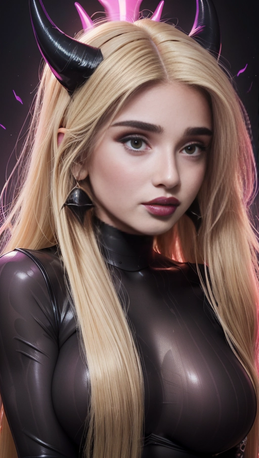 best quality, (((ultra high res))), (((detailed face and eyes))), ((perfect face)), (big shining heart choker), earrings, jewelry, (conjuring), witch, ((very long voluminous hair)), (((blonde hair))), (((huge golden hair cuff))), (((black skintight neckholder))), ((((face closeup)))), ((((black lipstick)))), ((((black lips)))), ((black long sleeves)), ((purple glowing heart)), (((demon mark))), ((((straight blonde hair)))), ((pink luminescence)), (((Kylie Jenner))), (((huge boobs))), (((symbiote girl))), ((((black demon horns)))), (((((very very long hair))))), (((perfect face and eyes))), (((straight hair))), (((symbiote goo skin))), ((((face very close)))), (black spikes)