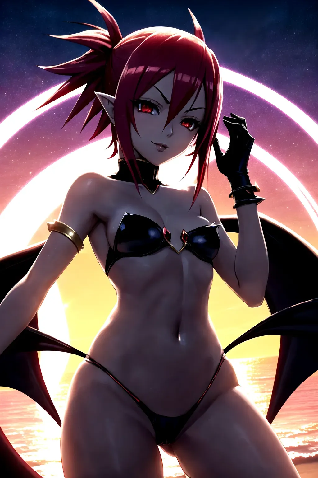Prompt_01_super_normal_priority.
<<(((fix) normal super small short skinny body <red black, small fantasy seductive1.1 succubus1.3 Etna1.3 sexy supermodel g_string>.))>> <<((fix normal_< black>_mappa_iris.))>> <(fix normal_mappa_pupil.)> <(fix normal_Vitreous.)> <<(((fix) normal sexy super hard HD arm wrist hand finger thumb interaction adjust adapt firmly naturally resting.))>> <<((fix) normal_super_HD_leg_feet_toe.)> <(fix normal small soft <A> size <boobs> nipples.)> <(fix normal soft HD naked camel toe anal ass.)> <( fix normal black skinny attached tailbone devil tubular tail1.5)> <(fix normal attached spine succubus scaly wings1.3)> <<((fix normal HD shiny <short hair red highlights>.))>> <( fix normal eyes eyebrow lips smile horns tail.>)> ((fix) normal motion adaptive physics.) (HD_normal_backgrounds.) <(normal_De_blur_noise.)> <(normal_sharpen:1)> <<masterpiece:1>> ((fix lora:dpmg_translucent_skin.)) <(fix normal_clean_line_work.)> <(HD_normal_dark_shading.)> <(normal_global_illumination.)> <(realistic lighting.)> ((normal_rule_of_thirds.)) ((close_up_portrait.)) (hyper_realistic.) (detailed_post_processing.) (unreal_engine.) (8k.) (octane-render.) (Studio-Sunrise.) (Studio CLAMP.) (normal super models.) (normal Dead or Alive DOA.) (fix sexy Vocaloid.) <<((fix all of the normal details above.))>> <<((normal unrestricted super encoding))>> <<((normal super double pass.))>>,
End_Prompt_01_high_priority.,
Prompt_02_extreme_priority.
A scene straight out of Disgaea1.2 unfolds as Etna1.2 a beautiful succubus1.3, reminiscent of the game art style, gracefully plays in the azure waters of the ocean. Her alluring presence blends with the rhythmic waves, creating a captivating and surreal tableau with her small wings and skinny black devil tail. The sun warm rays caress her enchanting form, casting an ethereal glow that mesmerizes all who behold it., <<((fix all motion and details.))>> <<((normal unrestricted super encoding))>> <<((normal super double pass.))>>,
End_Prompt_02_highest_priority.,