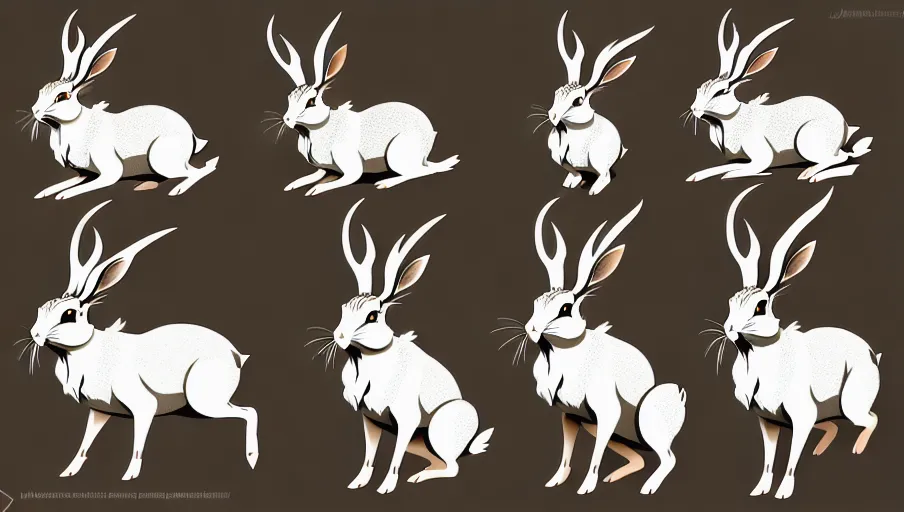 Dopamine Girl - Rabbit ink illustration, a rabbit with antlers ...