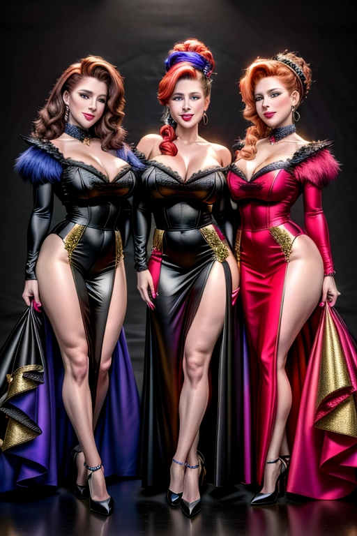 8k photograph of the Sanderson sisters, seductive smile, face portrait, wearing their favorite outfits, highly accurate face and hair, highly detailed background, <lora:dpmg_add_detail:1.0>, masterpiece, expert, insanely detailed, 8k resolution, full-body dynamic pose