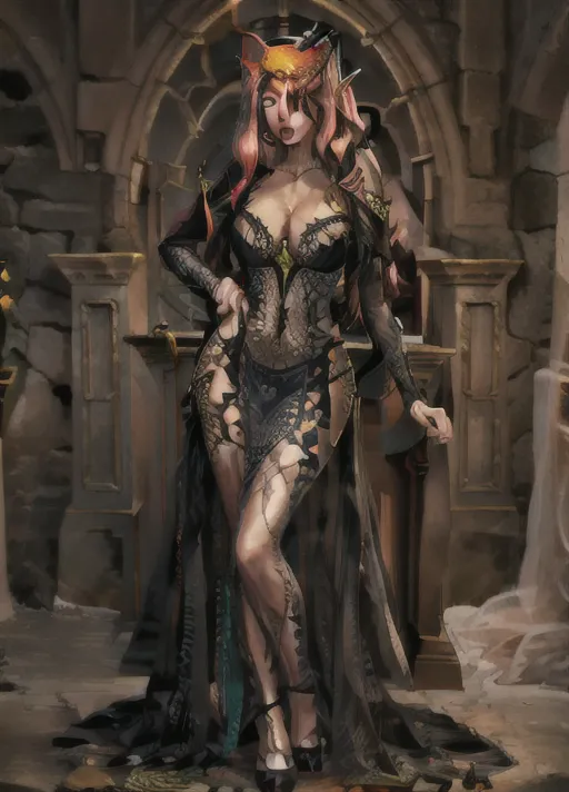 (((Full body veiw))), fey sorcerer queenn ruling from a throne in the winter court, pretty face, long smooth hair, multicolored hair, C cup breasts, (perky breats), feminine facial features, eye shadow, mascara,
(Eyelash extensions), winged eyeliner, black lipstick, wide hips, narrow waist, ((hourglass figure)), (face in frame), beautiful face, pretty eyes, (feline pupil), pointed ears, long elf ears, big breasts, plump lips, super high quality image,<lora:dpmg_crazy_expression:1> ,<lora:see_through_dress:1>, detailed face,