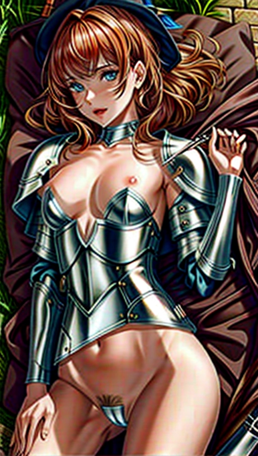 Torn clothes, knight,<lora:dpmg_fingering:1>,medieval time,steal armor,real sword, masturbating, pussys, dripping pussy, 8k, high resolution,lies on the ground, after fight,dirty, full body shot, (((small perfect breast, female knight))), (((breast must be seen)))<lora:dpmg_add_detail:1>,((gaping vagina spilling cum)),outfit exposes both breasts, ((ultra detailed perfect breast features)), hight quality, clear texture,