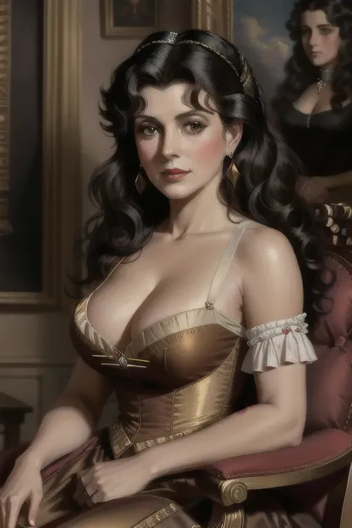 deanna troi, masterpiece, best quality, realistic, portrait of a 19th century noblewoman, nipples, by Henry Morland