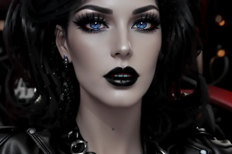 Dopamine Girl image of a young woman with black hair, blue eyes, dark