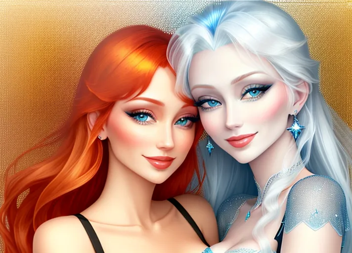 beautiful auburn haired Queen Anna in green and her platinum haired Sister, Elsa, in blue, with their beautiful sapphire eyes, visit dazzling Las Vegas. Their warm sweet smiles brightening every day.