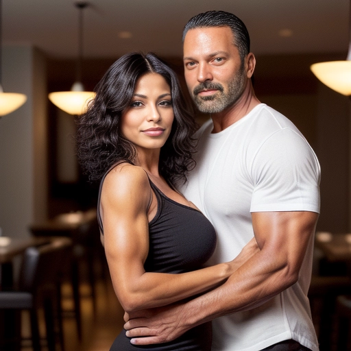 (((a professional group photograph of a cute and fit 40 year old latina model hanging on her 45 year old latino male model boyfriend)))
models have bronze skin tone
((female model is short and has an hourglass figure))
((female model has long thick black hair with loose curls))
((female model has large heavy natural breasts))
((female model has wide hips with a big round muscular ass))
female model has a slim waist
female model has big beautiful black eyes
models have four fingers and one thumb on each hand
female model has manicured fingernails that match her attire
female model has full lips
female model is wearing a little black dress
((male model is fit and has an athletic physique))
((male model has short black hair))
((male model has a short trimmed salt and pepper beard))
male model is wearing a button down shirt
models have their arms around each other affectionately
high resolution
4k
background is interior of an upscale restaurant
<lora:dpmg_add_detail:1>