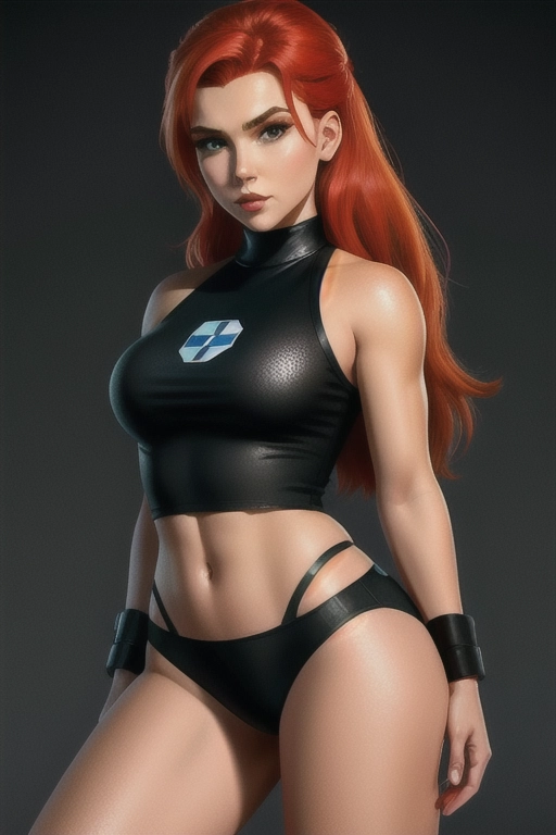 Kim Possible is a special police officer whose uniform is torn and has holes. Worn clothes, Skin exposed, bare skin, breast exposed