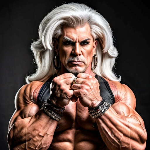 portrait of hyper muscular mature dragqueen, perfect face, strong facial features, muscular face, ugly, hands on hips, close-up shot,