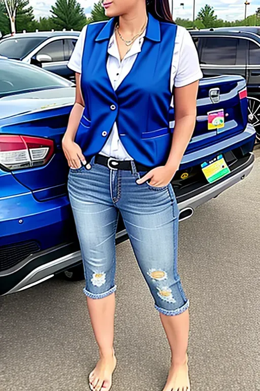 Dopamine Girl walmart, parking lot, outside, pushing shopping carts