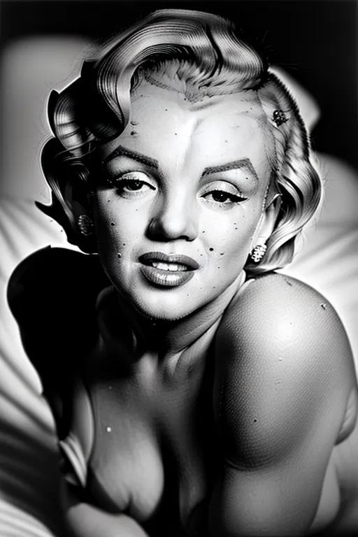 masterpiece, ultra detailed, (((detailed faces))), (detailed skin), full body image of (((Marilyn Monroe))), ((accurate face)), pubic hair, stretched out on a bed, posing for a nude portrait, (((photorealistic)))