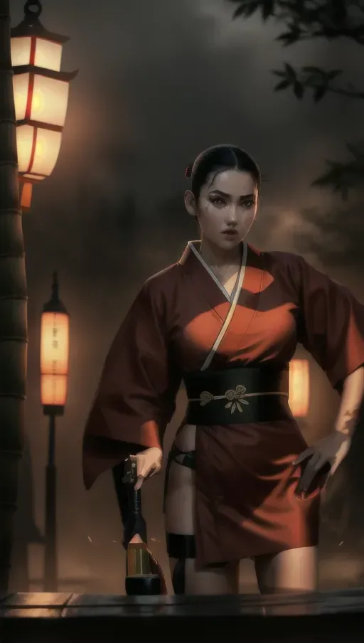 1girl, full body , detailed face, beautiful, attractive, sexy, flawless, shapely, sensual, fatal, lethal, deadly, hurt, bruised, feudal japan, japanese , seductive, surprised, startled, stunned, attacked, ambushed, assaulted, frightened, terrified, alarmed, scared, spooked, panicked, fearful, terrorised, moody lighting, night, short hair, dark hair, black hair, almond shaped eyes, eyes open, eyes wide, eyes wide open, thin lips, solo , masterpiece, ultra high res, professional, photo referenced, 23 years old, young adult, slim, pale skin, kimono, dark red kimono, saliva, saliva dripping, summer, thin clothing, sweat, sweaty skin, shiny skin, purple eyeliner, small breasts, pain, head tilt, bending, bent, 1 character, bags under eyes, foot, feet, foot side, toe, toes, fully clothed, long legs, tall, bamboo forest, cosplay, fishnet, mini skirt, thong, traditional, ninja, kunoichi, tight, kimono, covered chest, covered breasts, long top, small breasts, cotton,