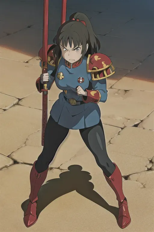 ghibli style, Warhammer 40k, sister of battle, angry, uniform, ((masterpiece)) <lora:dpmg_ghibli_style:0.92>