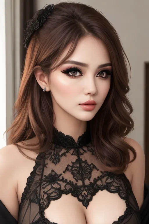 highly detailed, best tits ever, smouldering look to viewer, lips slightly parted, catseye liner