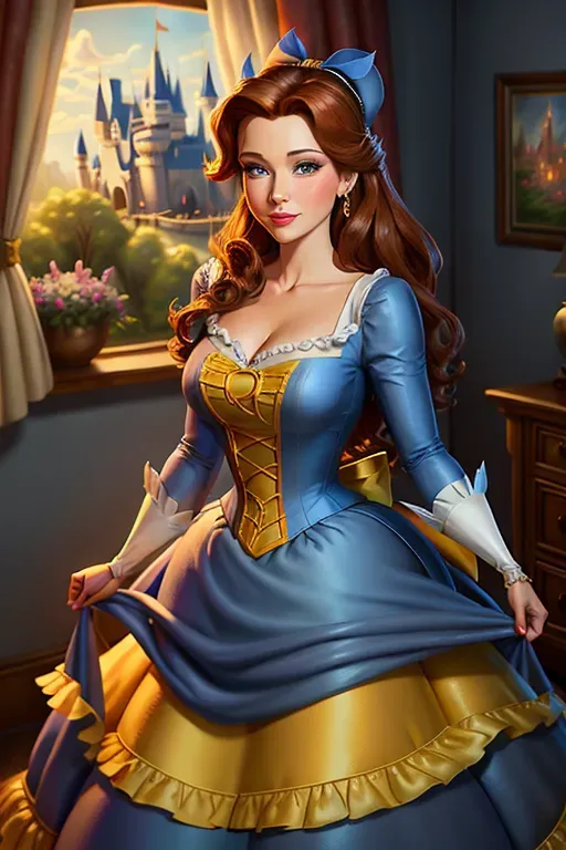 disney princess belle in style of thomas kinkade