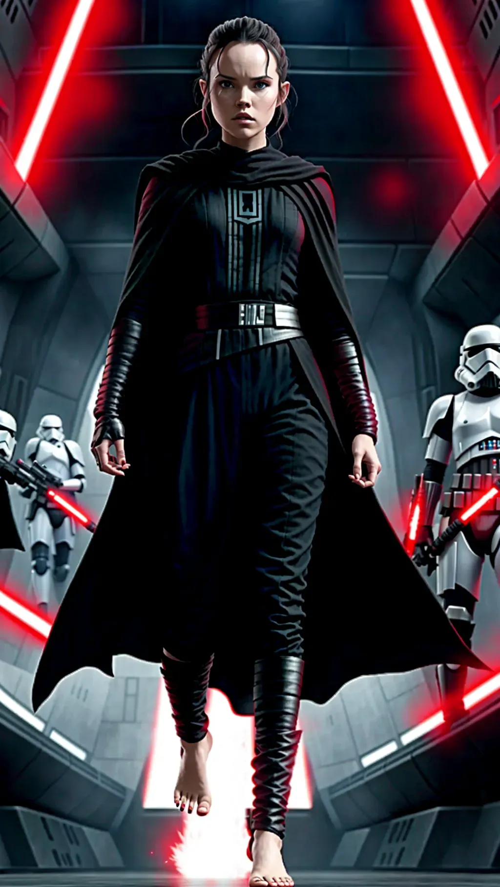 Dopamine Girl - barefoot evil Sith Rey wearing black Sith robe pants ...