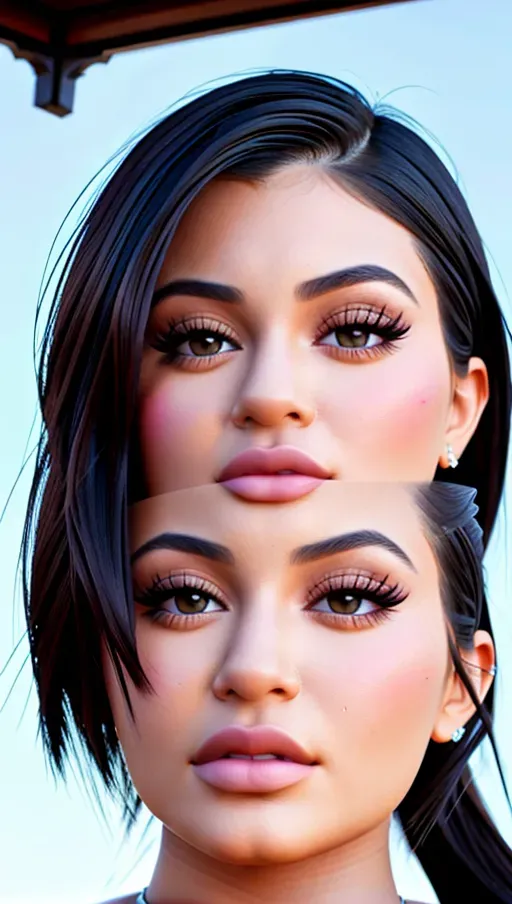 best quality, (((ultra high res))), (detailed face and eyes), ((Kylie Jenner)), ((face closeup)), charming, seductive