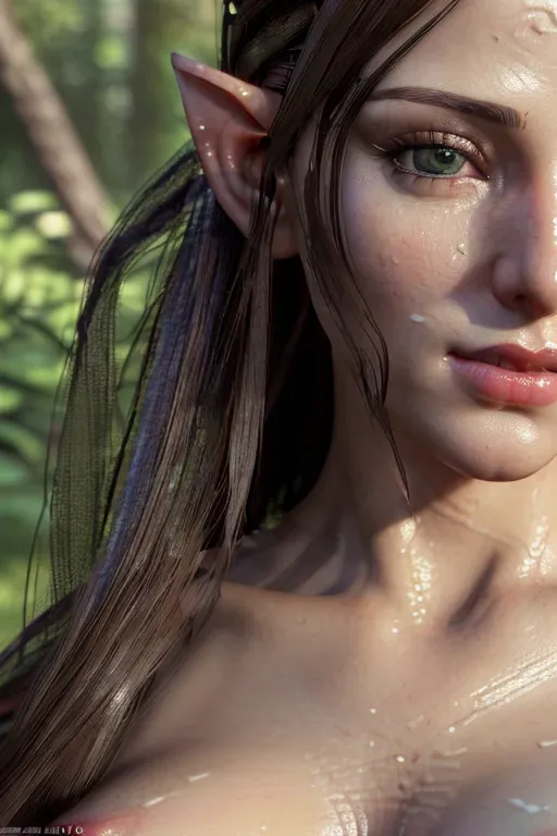 A 8k resolution photo shot of an elf,((wearing realistic sexy outfit)),((((erotic posing and revealing two nipples out)))),(((detailed realistic hair features))),(((detailed realistic facial features))),(((((looking at the camera))))),((beautiful lips)),((detailed realistic body features)),((detailed realistic arms features)),textured skin,(((full body shot))),(((realistic outdoor scene)))