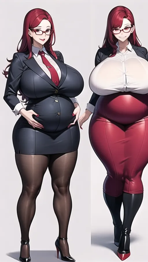 Dark red hair, sexy glasses,Sexy women,
sexy teacher, classroom background ,big boobs,pregnant gigantic belly,fat belly and fat boobs,weight gain, weight gain big belly, gigantic fat belly,fat belly ,huge pumped up belly, nylon Socks, black high heels boots, nude boobs, a huge massive belly 2 times the size of the person, ((before and after weight gain)) ,<lora:dpmg_pov_Big_fat_belly:1> ,
